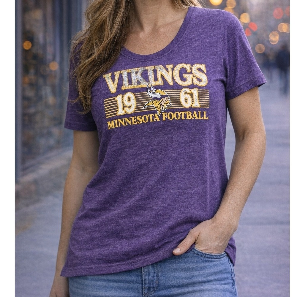 Minnesota‎ Vikings Womens T Shirt Purple NFL Team Apparel L New With Tags